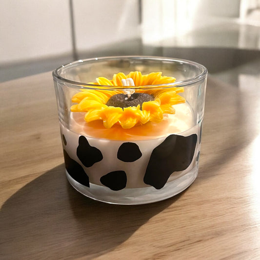 Cow Print Glass Jar Candle
