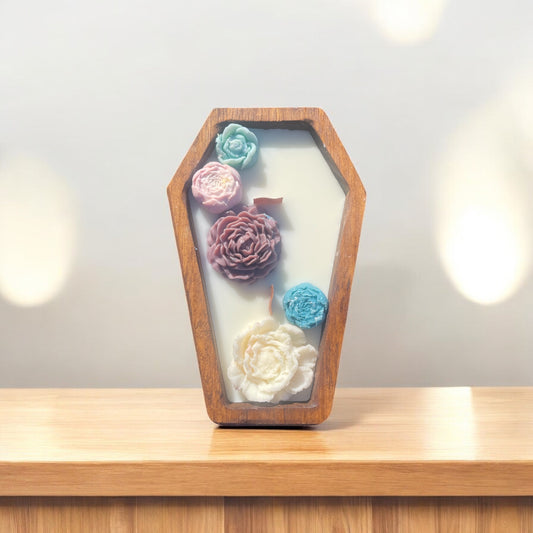 Coffin Wooded Dough Bowl Candle